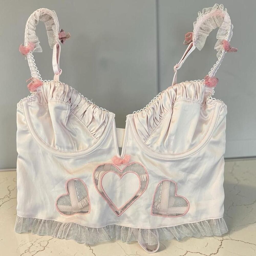 For-love-lemons Women's Pink and White Corset